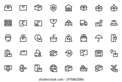 set of delivery icons, logistic, box, transport