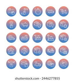set of delivery icons, logistics icons, vector stock illustration
