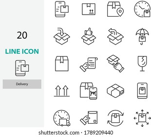 conjunto de iconos de entrega, envío, cuadro