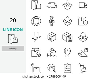 conjunto de iconos de entrega, envío, cuadro