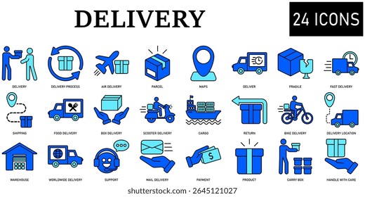 Set of delivery Icons or symbols Vector fully editable file.