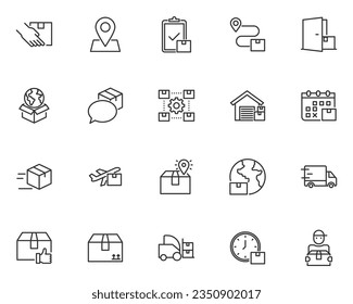 set of delivery icons, transport, logistic, shipping