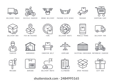 Set of Delivery icons vector illustration. icons bundle isolated on white background.