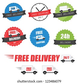 Set of delivery labels and badges