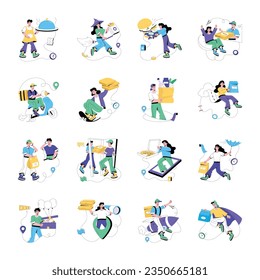 Set of Delivery Location Flat Illustrations 

