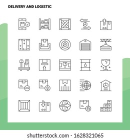 Set of Delivery And Logistic Line Icon set 25 Icons. Vector Minimalism Style Design Black Icons Set. Linear pictogram pack.
