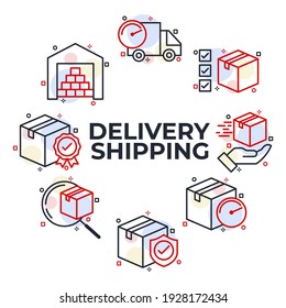 Icono de Juego de logística de entrega. plantilla de símbolo de paquete de envío para ilustración de logotipo de colección de diseño gráfico y web