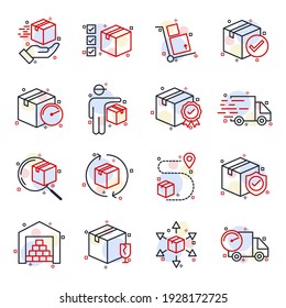 Set Of Delivery Logistics Icon. Shipping Pack Symbol Template For Graphic And Web Design Collection Logo Vector Illustration