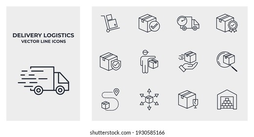 Set of Delivery logistics icon. shipping pack symbol template for graphic and web design collection logo vector illustration