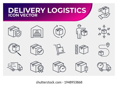 Set of Delivery logistics icon. shipping pack symbol template for graphic and web design collection logo vector illustration