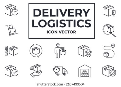Icono de Juego de logística de entrega. plantilla de símbolo de paquete de envío para ilustración de logotipo de colección de diseño gráfico y web