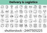 Set of delivery and logistics icons. Linear style icon bundle. Vector Illustration