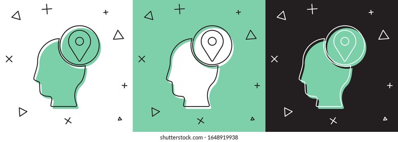 Set Delivery man with cardboard boxes icon isolated on white and green, black background. Door to door delivery by courier.  Vector Illustration