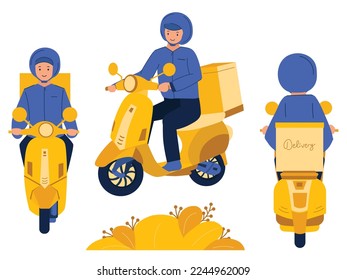 Set Of Delivery Man Cartoon Vector