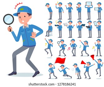 A set of Delivery man with digital equipment such as smartphones.There are actions that express emotions.It's vector art so it's easy to edit.