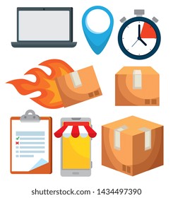 set of delivery packages distribution service