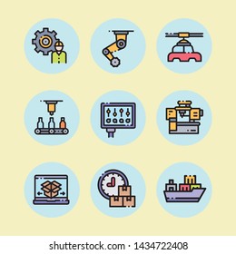 Set of delivery related vector line icons.