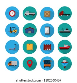 Set of delivery round icons