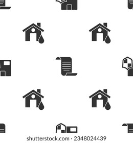 Set Delivery security with shield, Document and House flood on seamless pattern. Vector