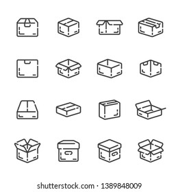 Set Of Delivery, Send Box Or Package Outline Icons. Vector Illustration.