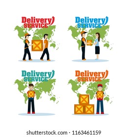 Set of delivery service cards