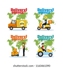 Set of delivery service cards
