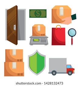 set of delivery service distribution transportation