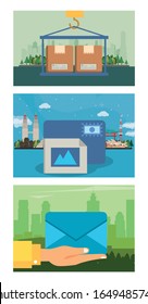 set of delivery service icons vector illustration design