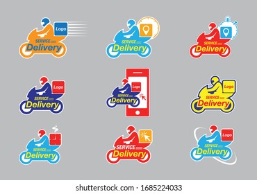 Set of Delivery service Label,Symbol,Sticker.Flat design Vector Illustration.