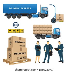 Set of delivery and shipment service. Vector illustration