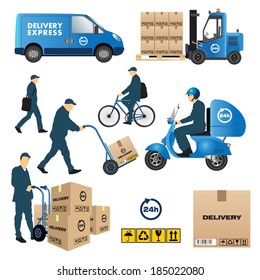 Set of delivery and shipment service. Vector illustration