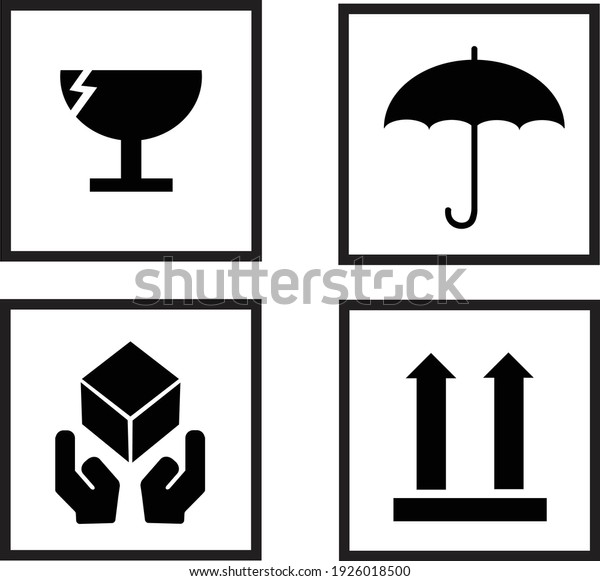 A set of delivery\
shipping care symbols
