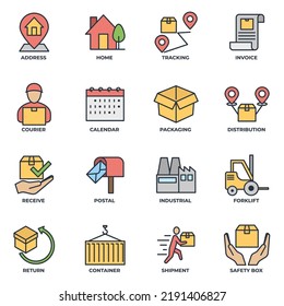Set of Delivery shipping icon logo vector illustration. logistics pack symbol template for graphic and web design collection