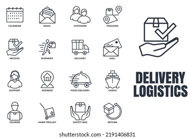 Set of Delivery shipping icon logo vector illustration. logistics pack symbol template for graphic and web design collection