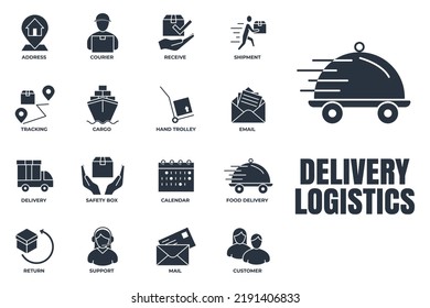 Set of Delivery shipping icon logo vector illustration. logistics pack symbol template for graphic and web design collection