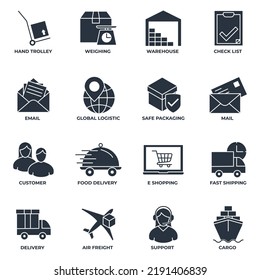 Set of Delivery shipping icon logo vector illustration. logistics pack symbol template for graphic and web design collection