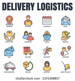 Set of Delivery shipping icon logo vector illustration. logistics pack symbol template for graphic and web design collection