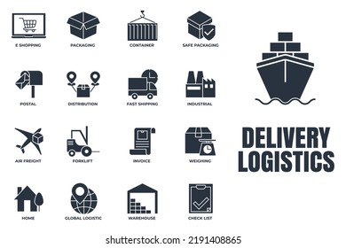 Set of Delivery shipping icon logo vector illustration. logistics pack symbol template for graphic and web design collection