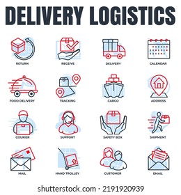 Set of Delivery shipping icon logo vector illustration. logistics pack symbol template for graphic and web design collection