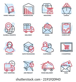Set of Delivery shipping icon logo vector illustration. logistics pack symbol template for graphic and web design collection
