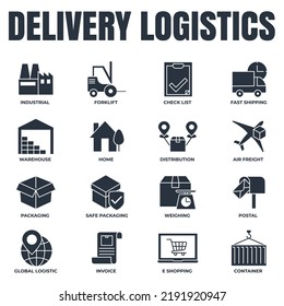 Set of Delivery shipping icon logo vector illustration. logistics pack symbol template for graphic and web design collection