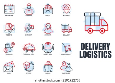 Set of Delivery shipping icon logo vector illustration. logistics pack symbol template for graphic and web design collection