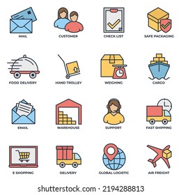 Set of Delivery shipping icon logo vector illustration. logistics pack symbol template for graphic and web design collection