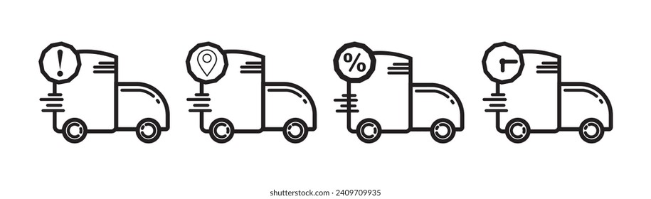 set delivery shopping icon, delivery shopping car icon.