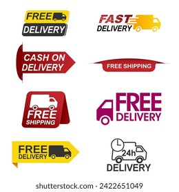 Set of Delivery tags, shipping labels logo collection e-commerce advertising label set for online business posters