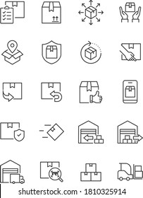 set of delivery thin line icons, shipping, transport, logistic