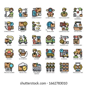 Set of delivery thin line and pixel perfect icons for any web and app project. 
