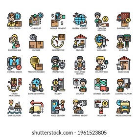 Set of Delivery thin line and pixel perfect icons for any web and app project. 