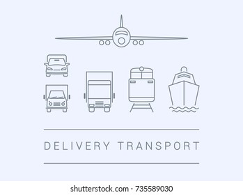 set delivery transport icons