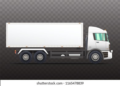 Set of delivery and transportation vehicles illustrations isolated on semi-transparent background.